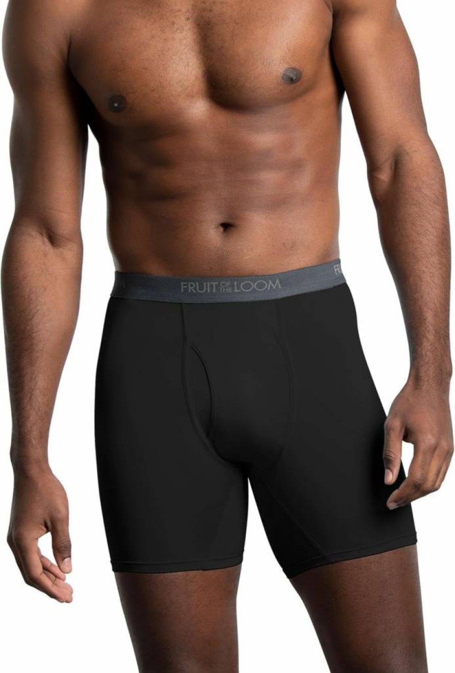 Fruit of the Loom Men's 4-Way Stretch Boxer Briefs - Lightweight, Moisture Wicking Underwear for Men - Regular, Long Leg & Trunk Styles