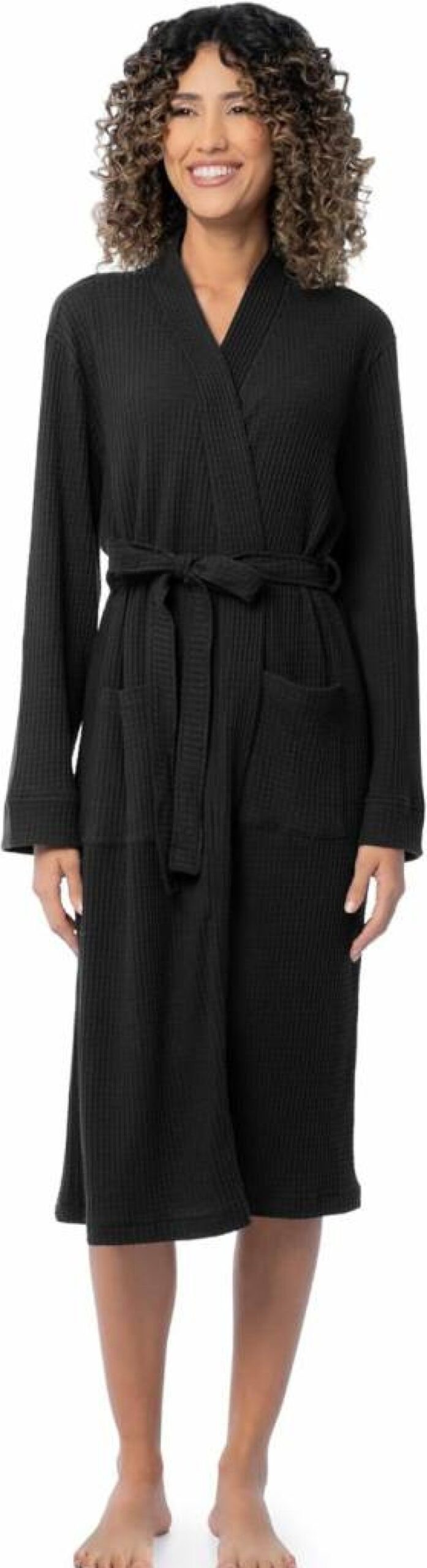 Fruit Of The Loom Women's Lightweight Waffle Knit Kimono Robe - Soft Comfortable Lounge Wear