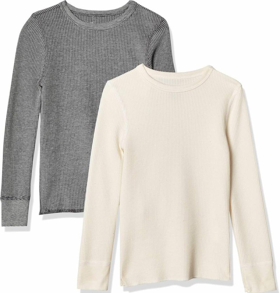 Fruit Of The Loom Boys' 2-Pack Thermal Waffle Crewneck Shirts - Premium Cotton Winter Tops