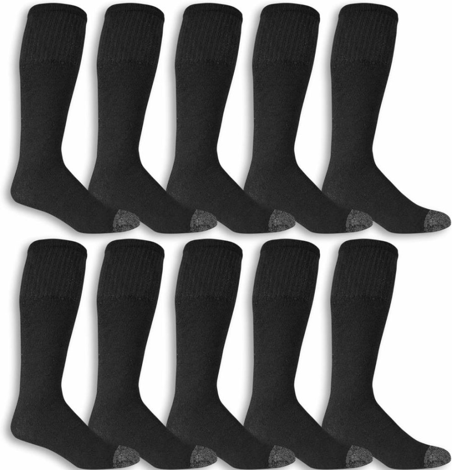 Fruit of the Loom Men's Work Gear Cushioned Crew Socks 10-Pack - Durable Comfort Work Socks for Men