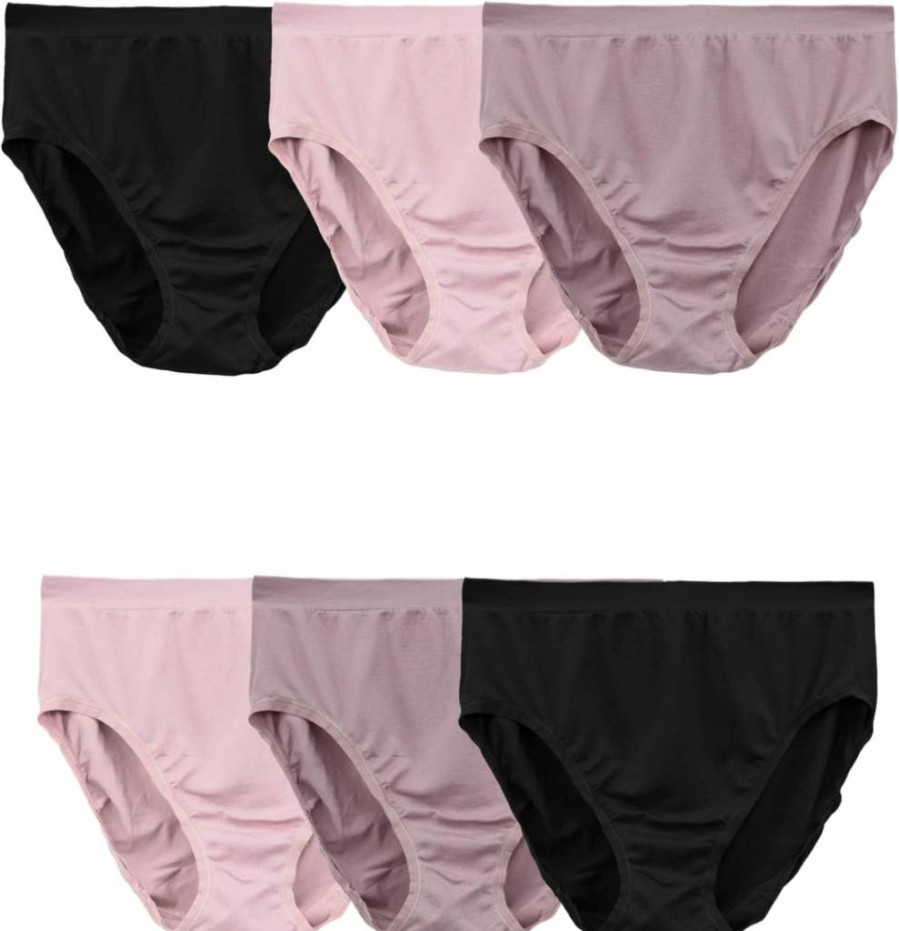Fruit of the Loom Women's Seamless Hi-Cut Briefs Panties - 6 Pack Multicolor Assortment - Soft Comfort Underwear
