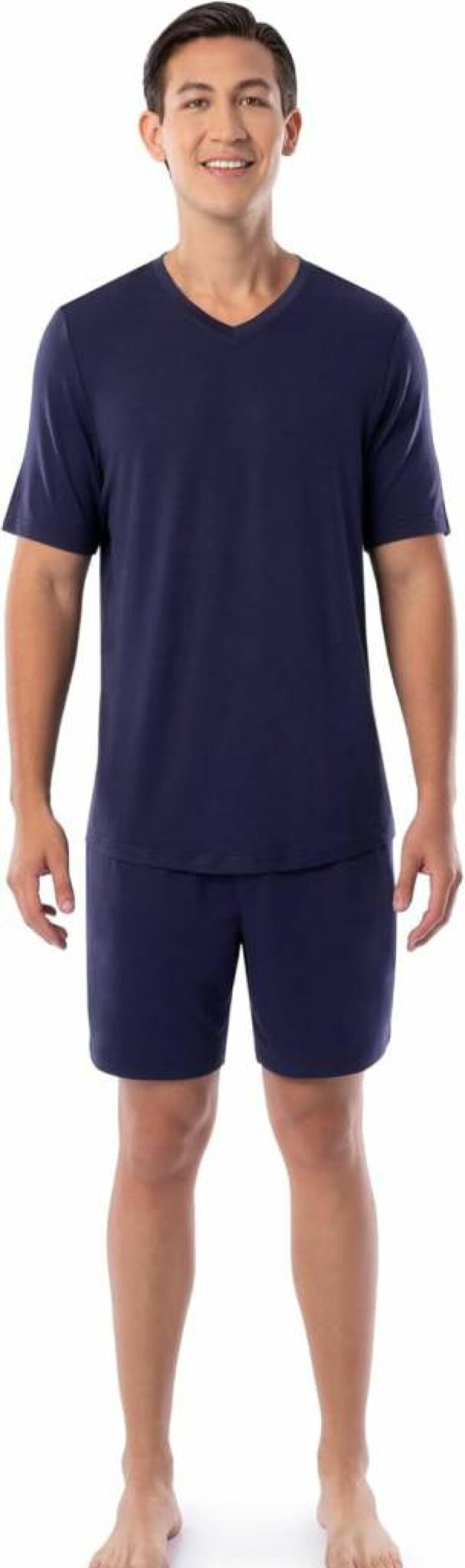 Fruit of the Loom Men's 360° Stretch V-Neck Pajama Set with Shorts - Comfortable Sleepwear