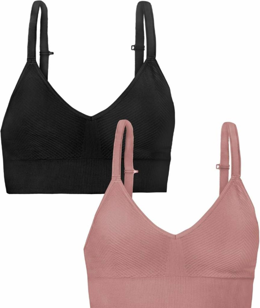 Fruit of the Loom Women's Seamless Bralette 2-Pack - Ultra Comfortable Everyday Essential Wireless Bralettes