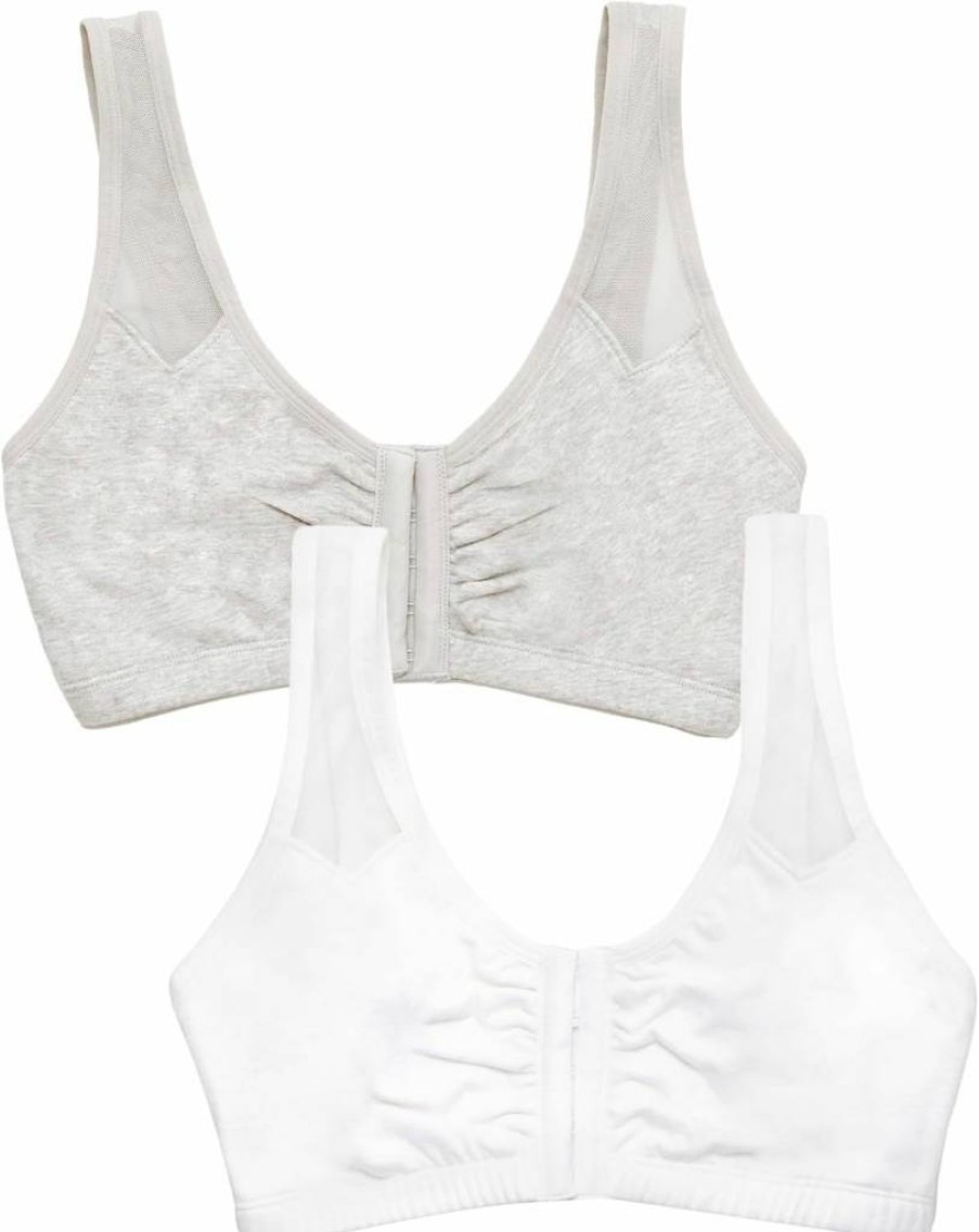 Fruit of the Loom Women's Front Closure Sports Bra with Breathable Mesh Straps for Comfort & Support