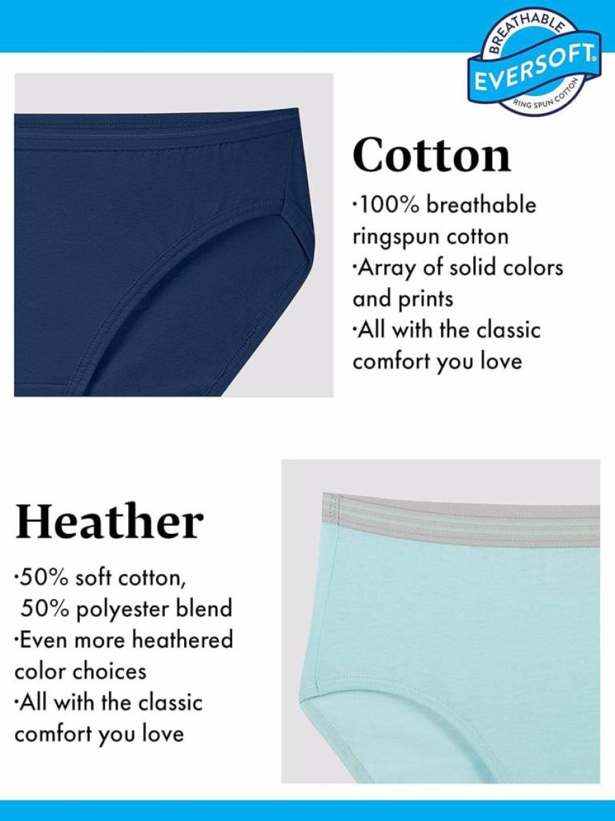 Fruit of the Loom Women's Cotton Hipster Underwear - Tag-Free, Breathable, Plus Size Options - Eversoft Comfort