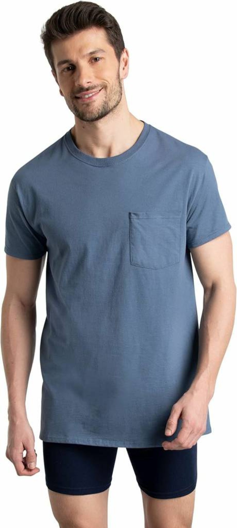 Fruit of the Loom Men's Moisture Wicking Tag Free Pocket T-Shirt - Breathable Short Sleeve Undershirt