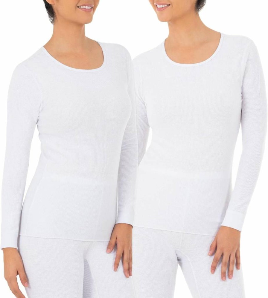 Fruit of the Loom Women's Thermal Waffle Knit Long Sleeve Shirt - Soft Micro Waffle Fabric for Warmth & Comfort