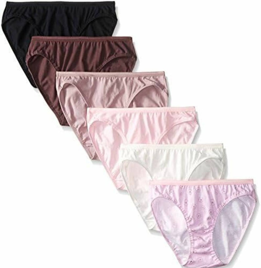 Fruit of the Loom Women's Bikini Cotton Underwear 6-Pack - Tag-Free, Assorted Colors, Size 5 US