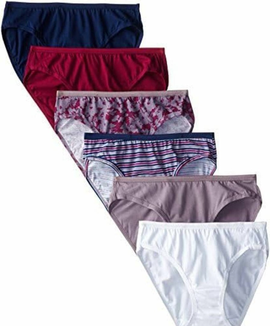Fruit of the Loom Women's Bikini Cotton Underwear 6-Pack - Tag-Free, Assorted Colors, Size 5 US