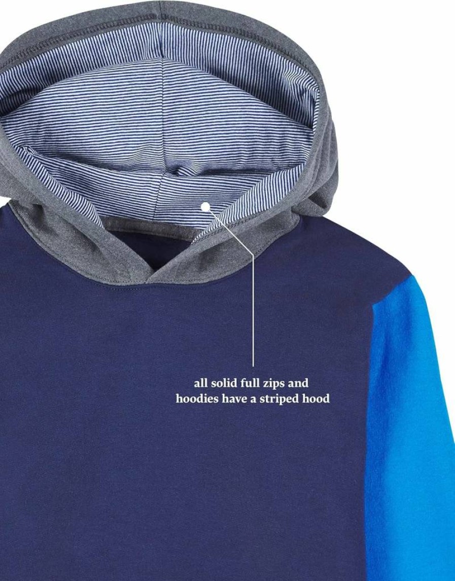 Fruit of the Loom Boys' Charcoal Heather & Navy Stripe Fleece Zip Hoodie - Small