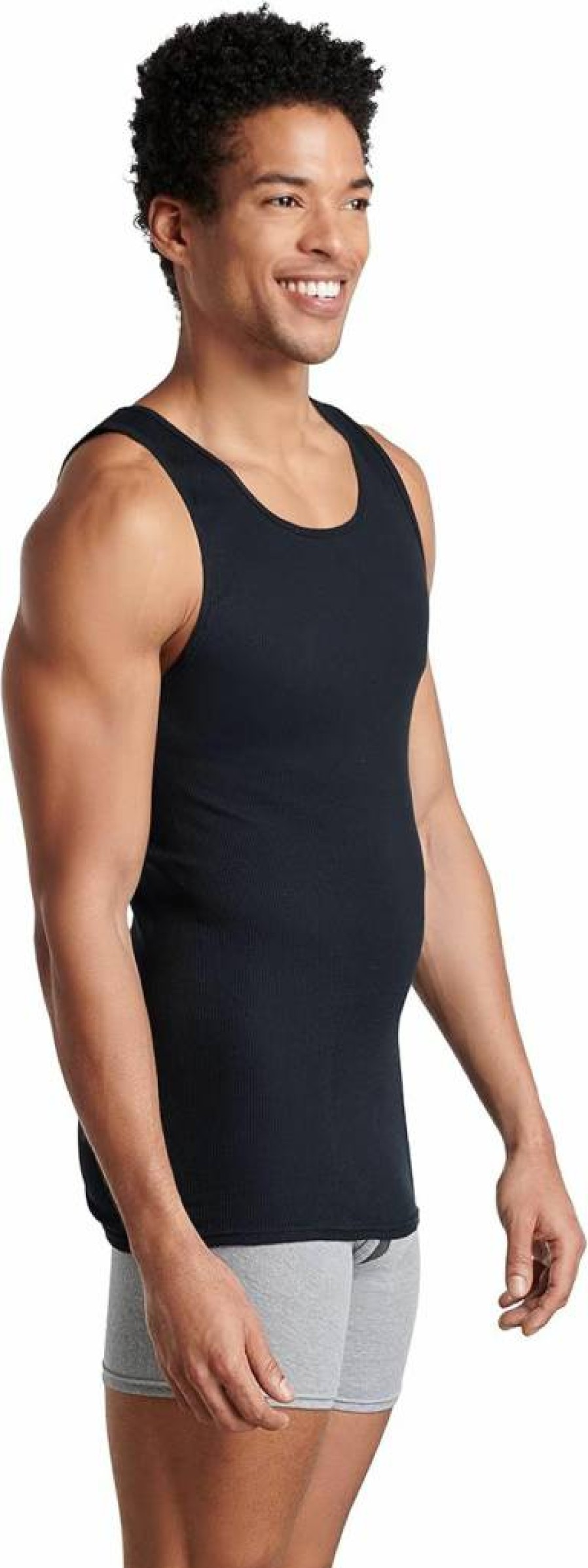 Fruit of the Loom Men's Cotton Blend Tank Undershirts - 16 Pack (Black, Grey, White) - Lightweight, Breathable, Small Size