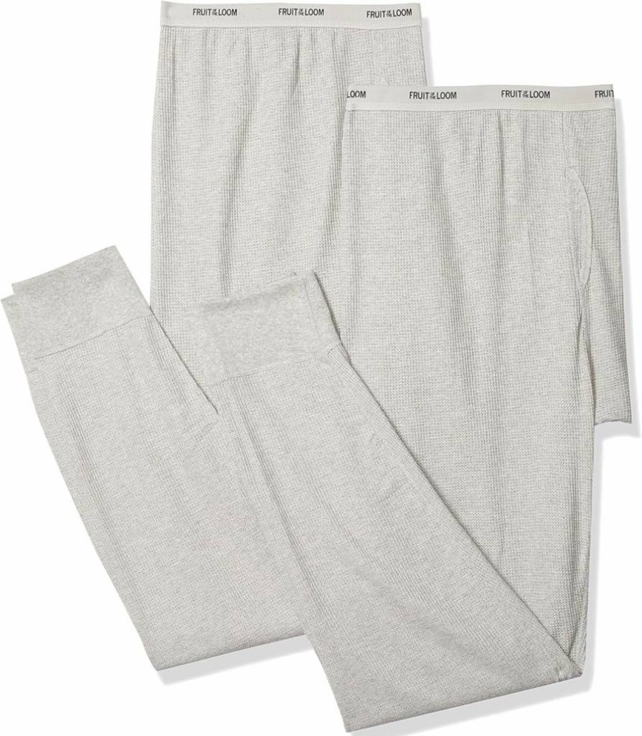Fruit of the Loom Men's Classic Midweight Waffle Thermal Underwear Bottoms - 1-Pack & 2-Pack Options for Cold Weather Comfort