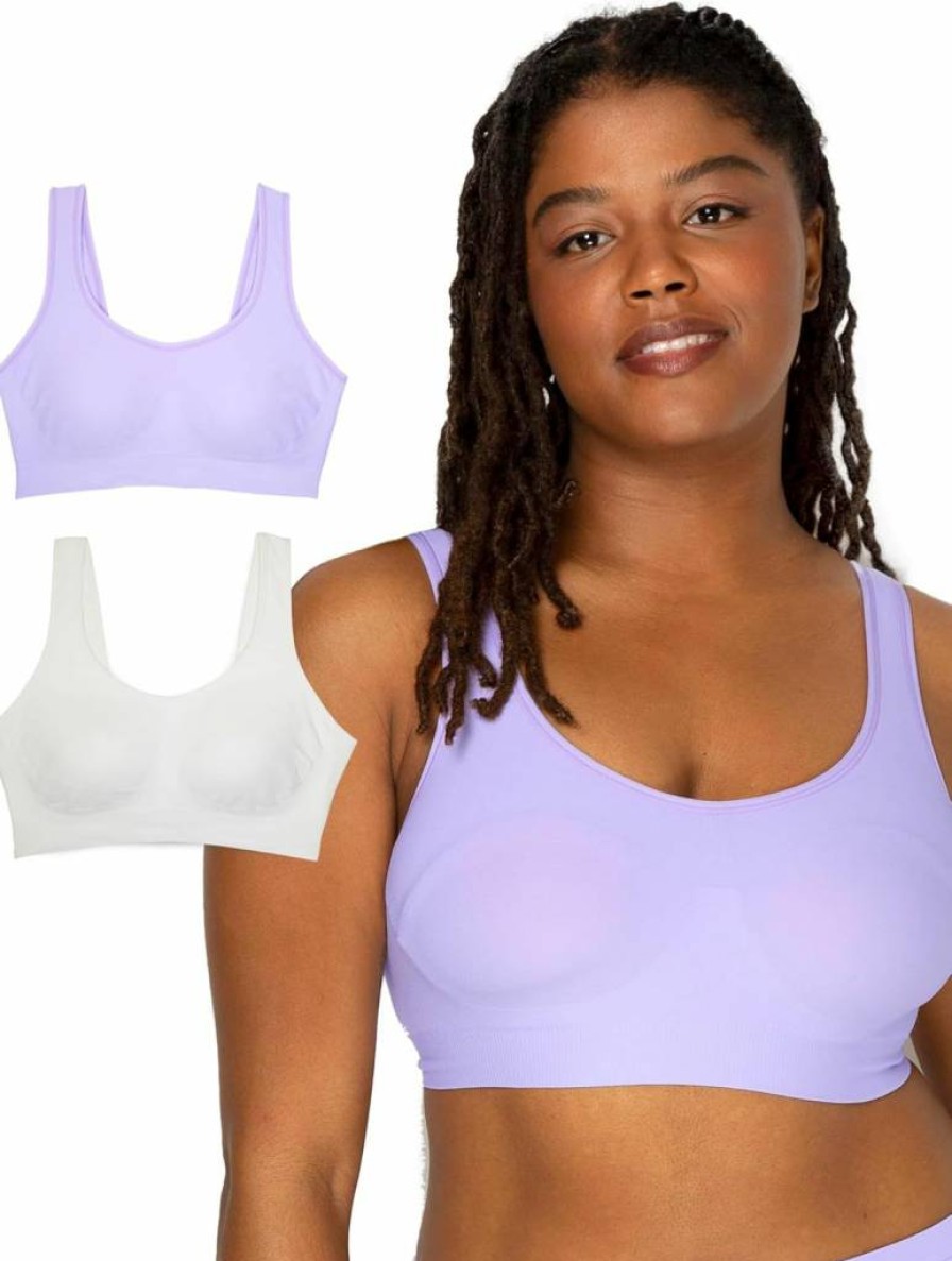 Fruit of the Loom Women's Wireless Comfort Bra Pack - Full Coverage, Built-In Pads, Smooth & Supportive for All-Day Wear