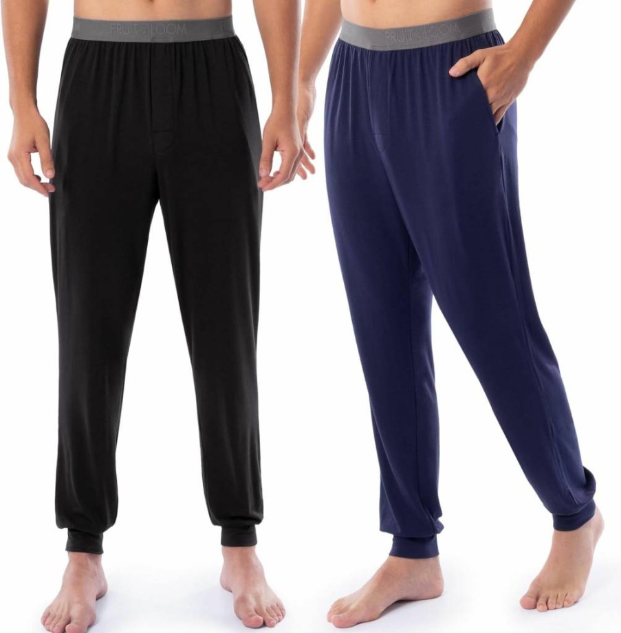 Fruit of the Loom Men's 2-Pack Stretch Jogger Pajama Pants for Comfortable Sleepwear