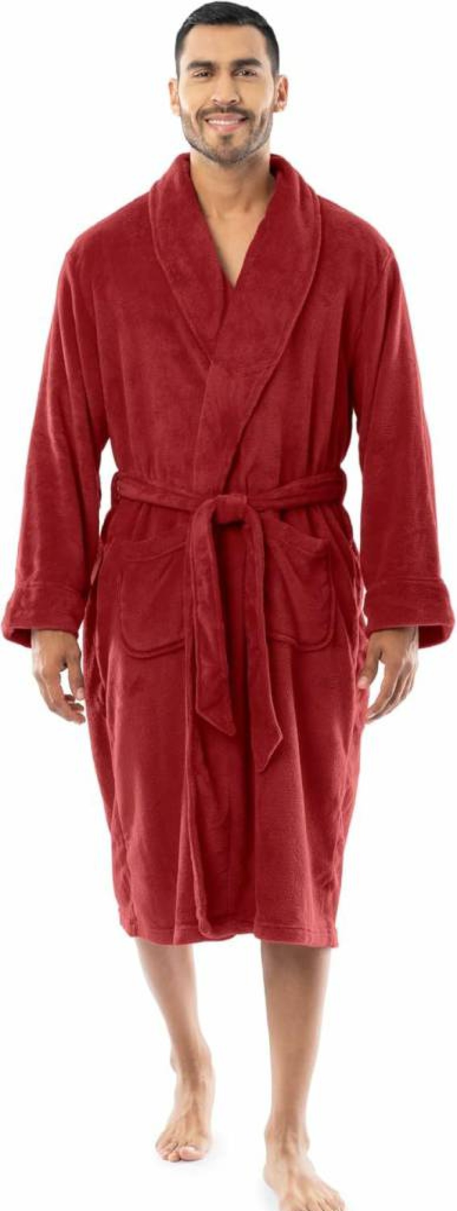 Fruit of the Loom Men's Soft Plush Fleece Robe - Cozy Solid Color Bathrobe for Lounge & Comfort