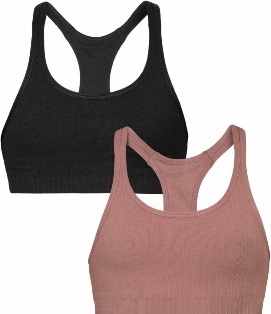 Fruit of the Loom Women's Seamless Racerback Crop Top Bra 2-Pack - Sporty Comfort Fit Fresh Collection