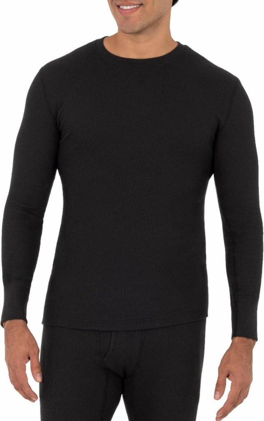 Fruit of the Loom Men's Recycled Thermal Waffle Crewneck Top - Eco-Friendly Warm Undershirt (1-Pack, 2-Pack Options)