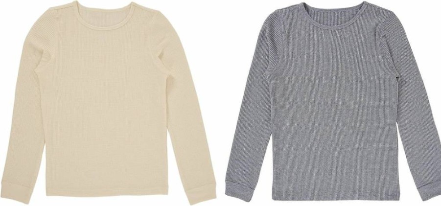 Fruit of the Loom Girls' 2-Pack Thermal Waffle Crewneck Shirts for Winter Warmth