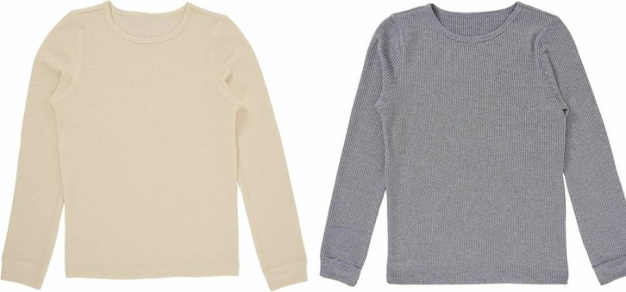 Fruit of the Loom Girls' 2-Pack Thermal Waffle Crewneck Shirts - Soft & Warm Winter Tops