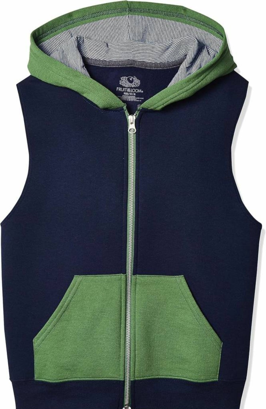 Fruit Of The Loom Boys' Sleeveless Fleece Vest - Ghost Navy, Gametime Green, Charcoal Heather - Small Size, Lightweight Zip-Up Jacket for Kids