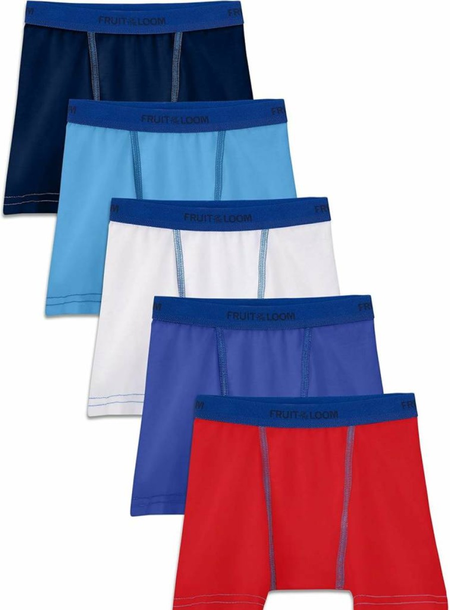 Fruit of the Loom Boys' 5-Pack Soft Cotton Stretch Boxer Briefs for Toddlers