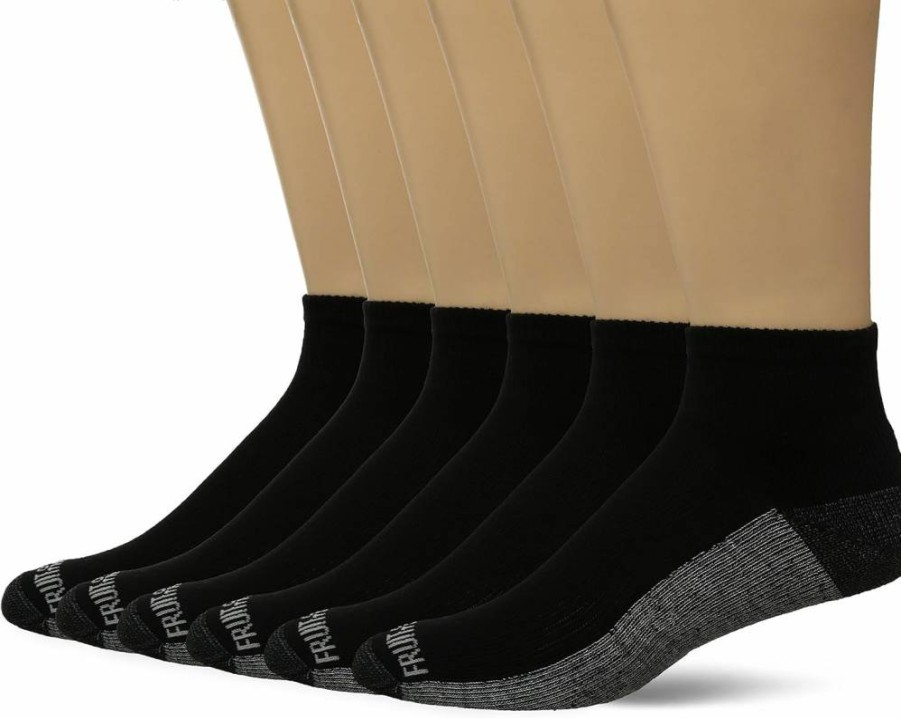 Fruit of the Loom Men's Cushioned Casual Socks 6-Pack with Arch Support for All-Day Comfort
