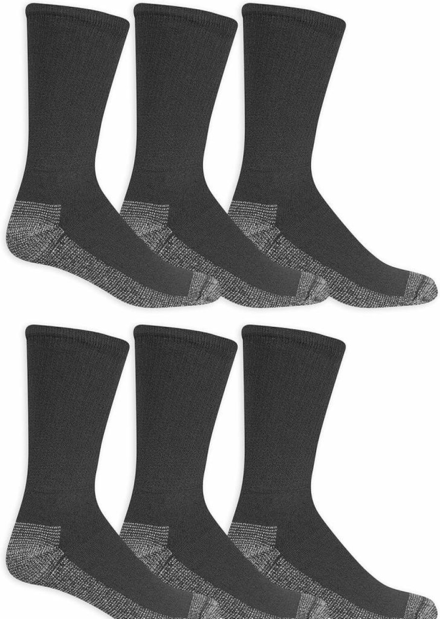 Fruit of the Loom Men's Cushioned Casual Socks 6-Pack with Arch Support for All-Day Comfort