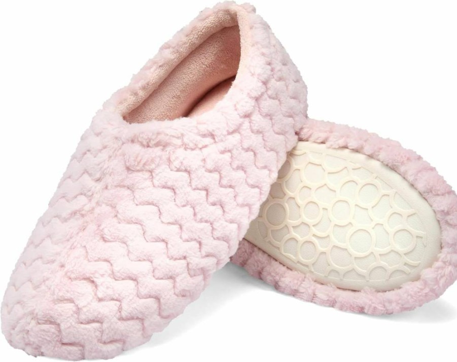 Fruit of the Loom Women's Memory Foam Slippers - Indoor Outdoor Comfort with Chevron Design