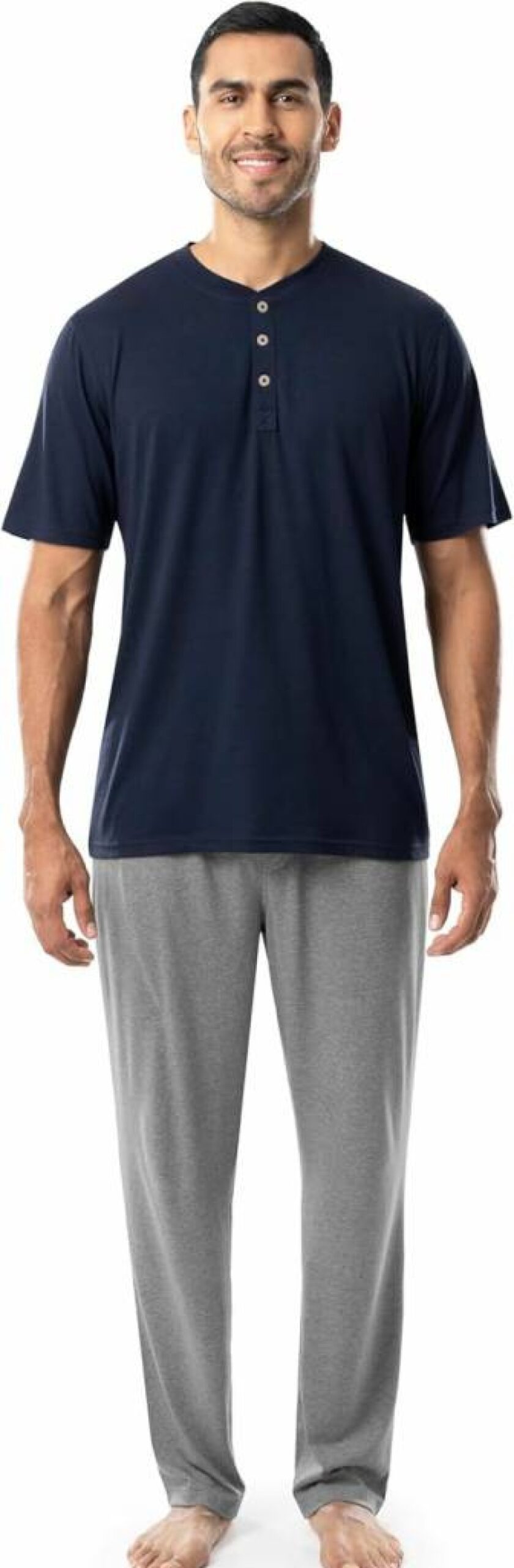 Fruit of the Loom Men's Comfortable 2-Piece Jersey Knit Pajama Set - Soft Sleepwear Lounge Set