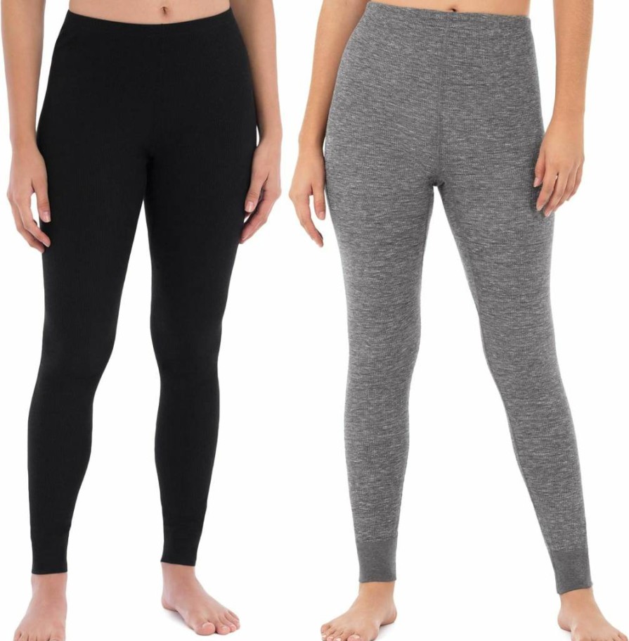 Fruit of the Loom Women's Micro Waffle Thermal Leggings - Soft Winter Warmth Base Layer Pants