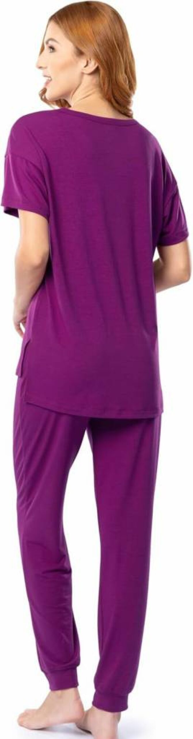 Fruit of the Loom Women's Comfortable Breathable Sleepwear Set - Short Sleeve Top & Jogger Pants Pajamas