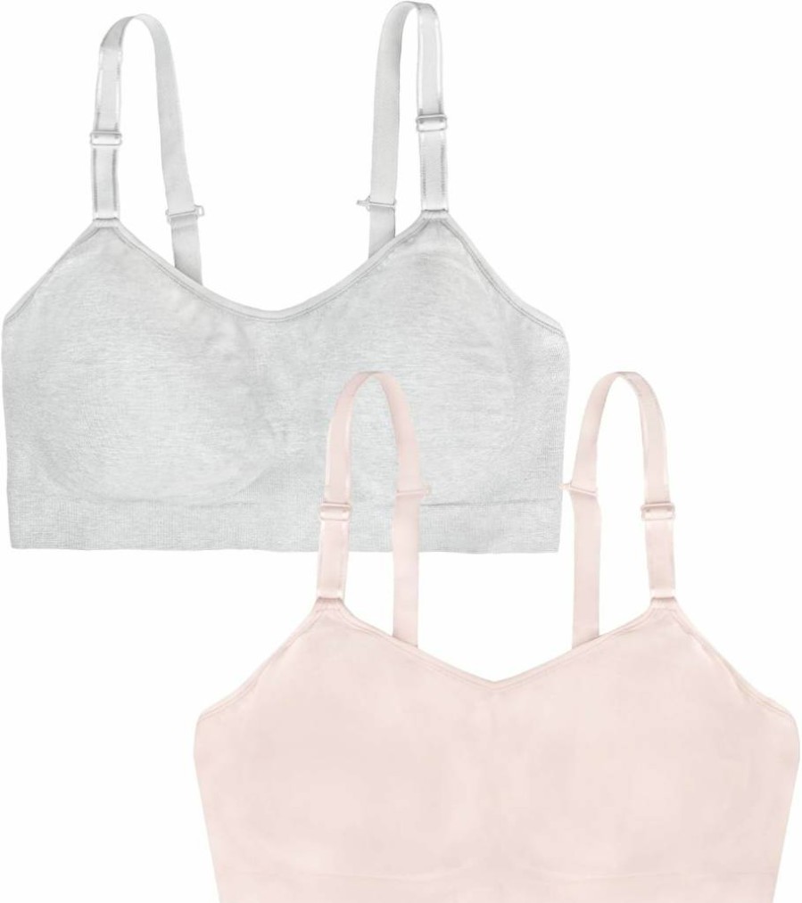 Fruit of the Loom Women's Seamless Wireless Bra 2-Pack with Built-In Pads - All-Day Comfort 360 Stretch