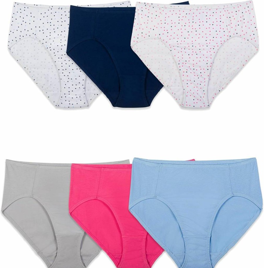 Fruit of the Loom Women's 6-Pack Cotton Stretch High-Cut Briefs Underwear Multipack