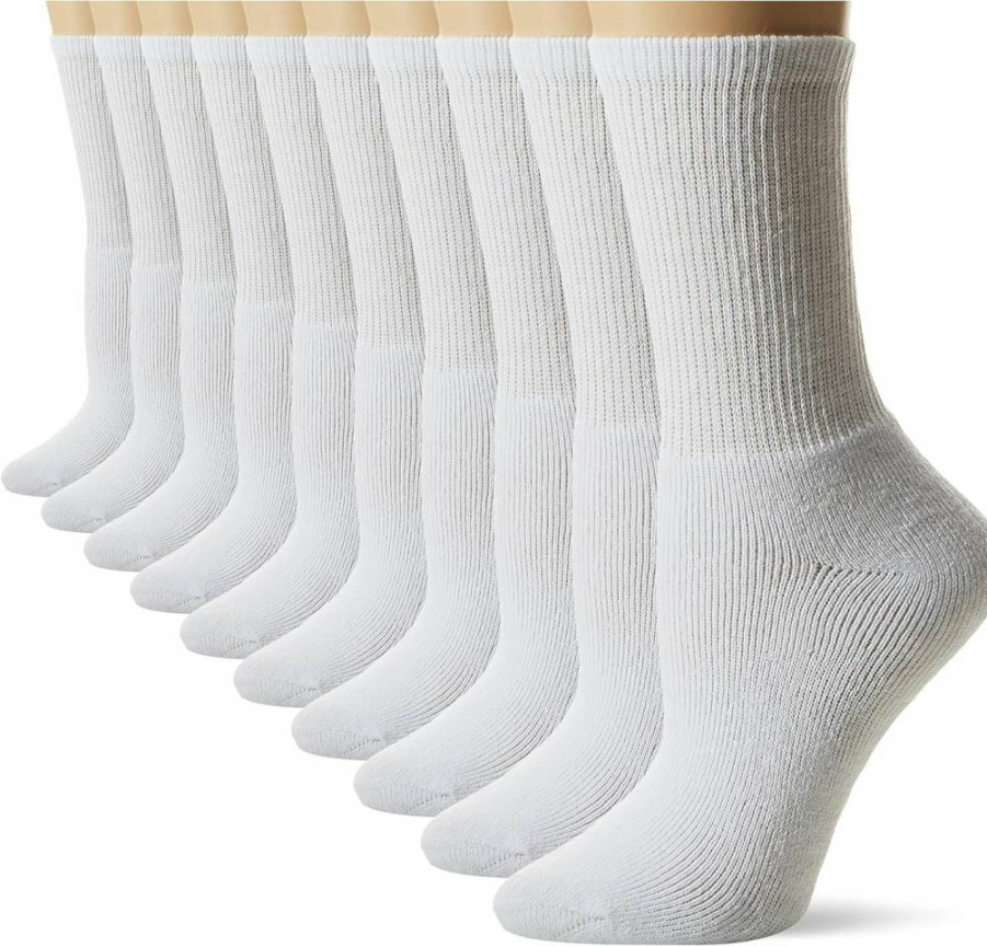 Fruit of the Loom Women's Comfort Crew Socks with Cushioned Sole for All-Day Support