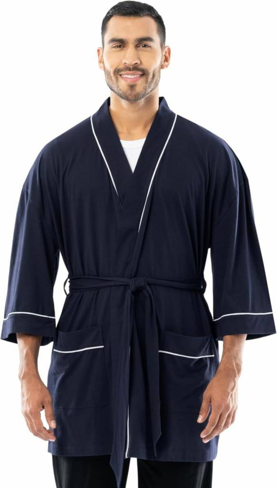 Fruit of the Loom Men's Comfortable Jersey Knit Kimono Robe - Soft Lounge Wear for Relaxation