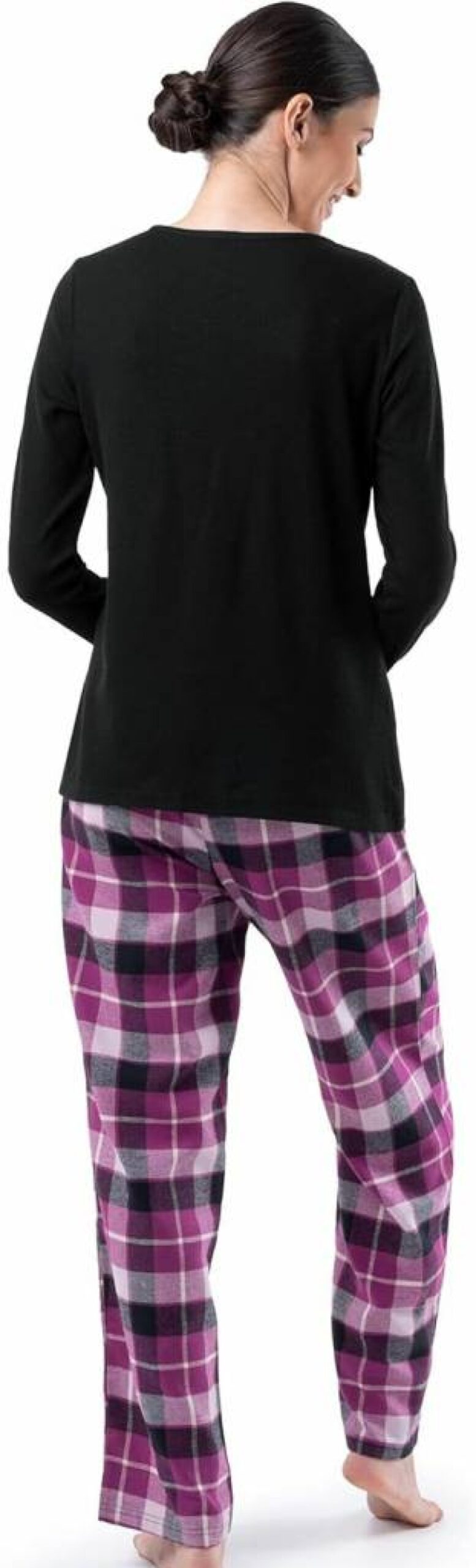 Fruit of the Loom Women's Soft Waffle-Knit V-Neck Sleep Shirt & Flannel Pajama Pants Set