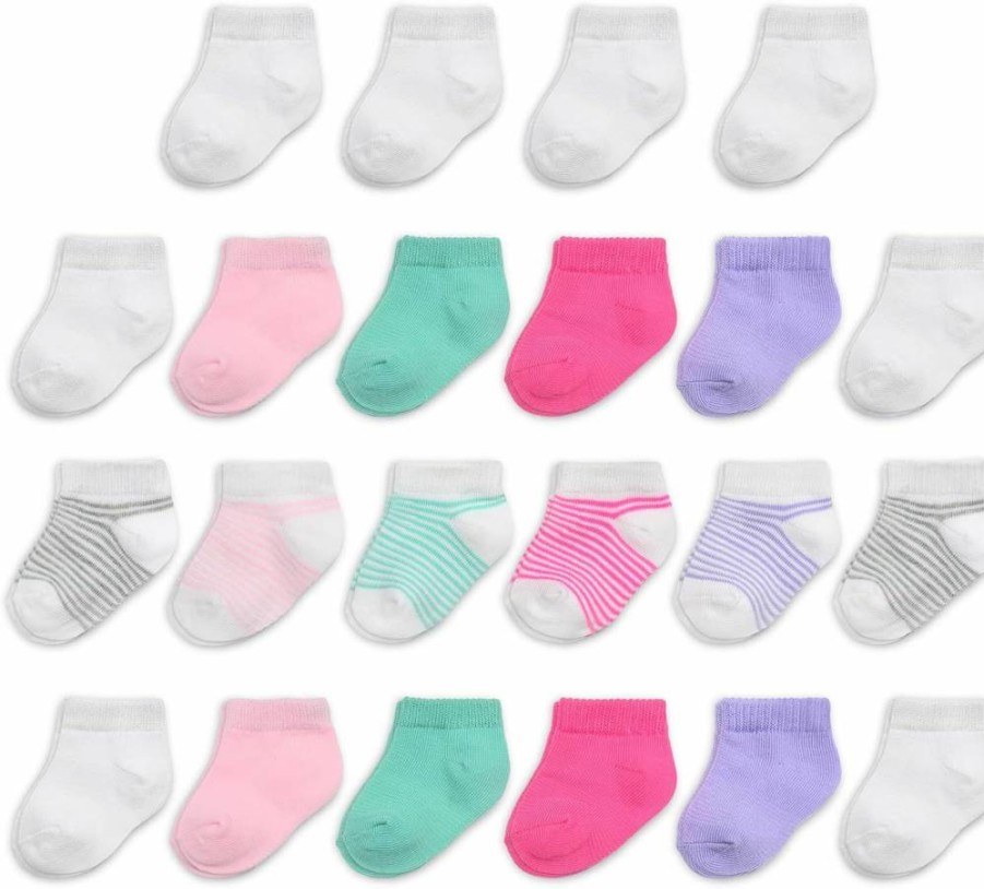 Fruit Of The Loom Baby 22-Pack Stretch Socks - Low Cut, Grow & Fit Flex Zones for Unisex, Girls & Boys