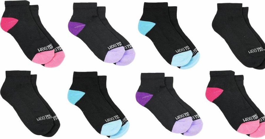 Fruit Of The Loom Girls' 10-Pack Soft Comfort Ankle Socks for Everyday Wear, Black & Multi-Color, Shoe Size 10.5-4 Youth